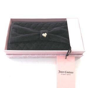 Juicy Couture NWT quilted black bow velvet wallet 8x6 inch. Coachella, In box